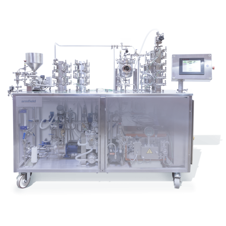 เครื่องมือจำลองการฆ่าเชื้อในผลิตภัณฑ์อาหารด้วยอุณหภูมิสูง HTST(High Temperature/Short time) /UHT ((Ultra-High Temperature) Pasteurization System Modular Miniature Scale Process System